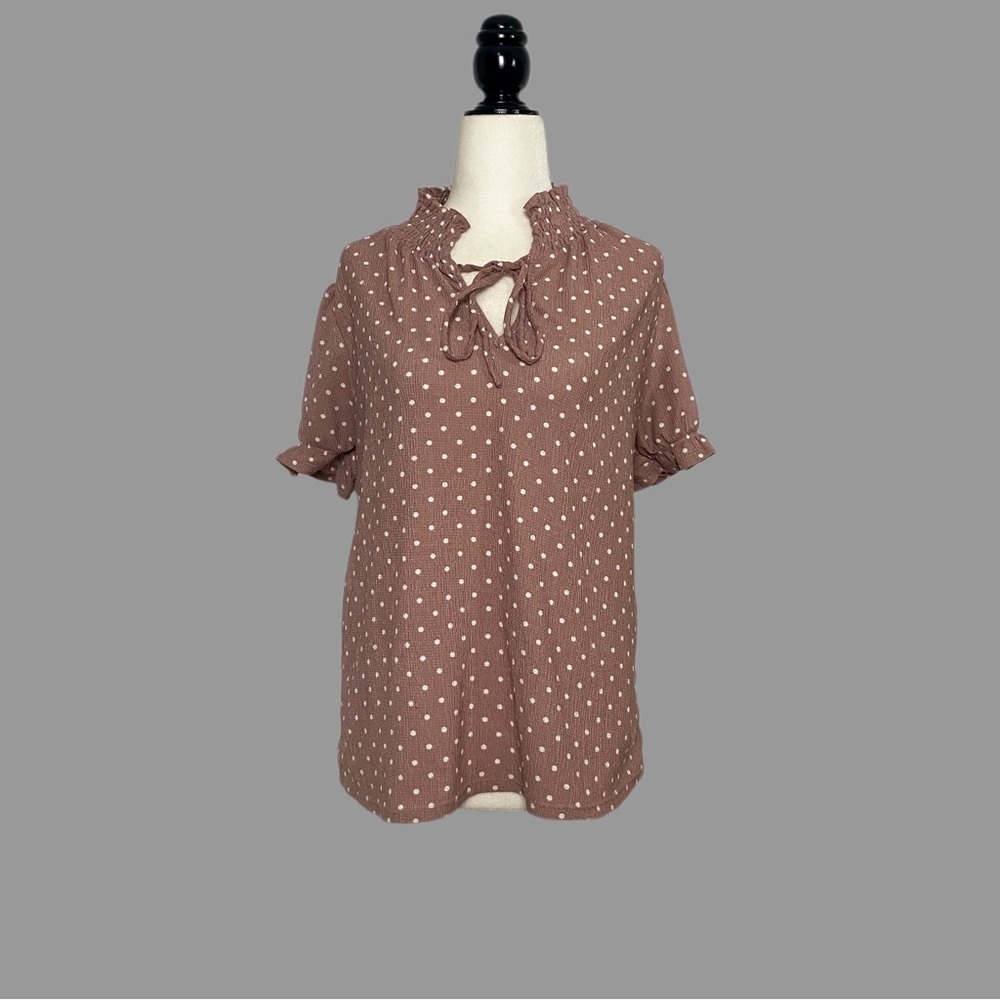 💜 M 💜 Polka Dot Stretch Splice Neck Tie Texture Bow